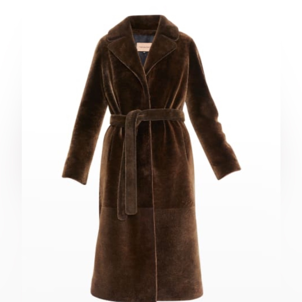 Yves Salomon shearling lamb coat Size38 or M. Olive color. Like new with tag. - Picture 10 of 12
